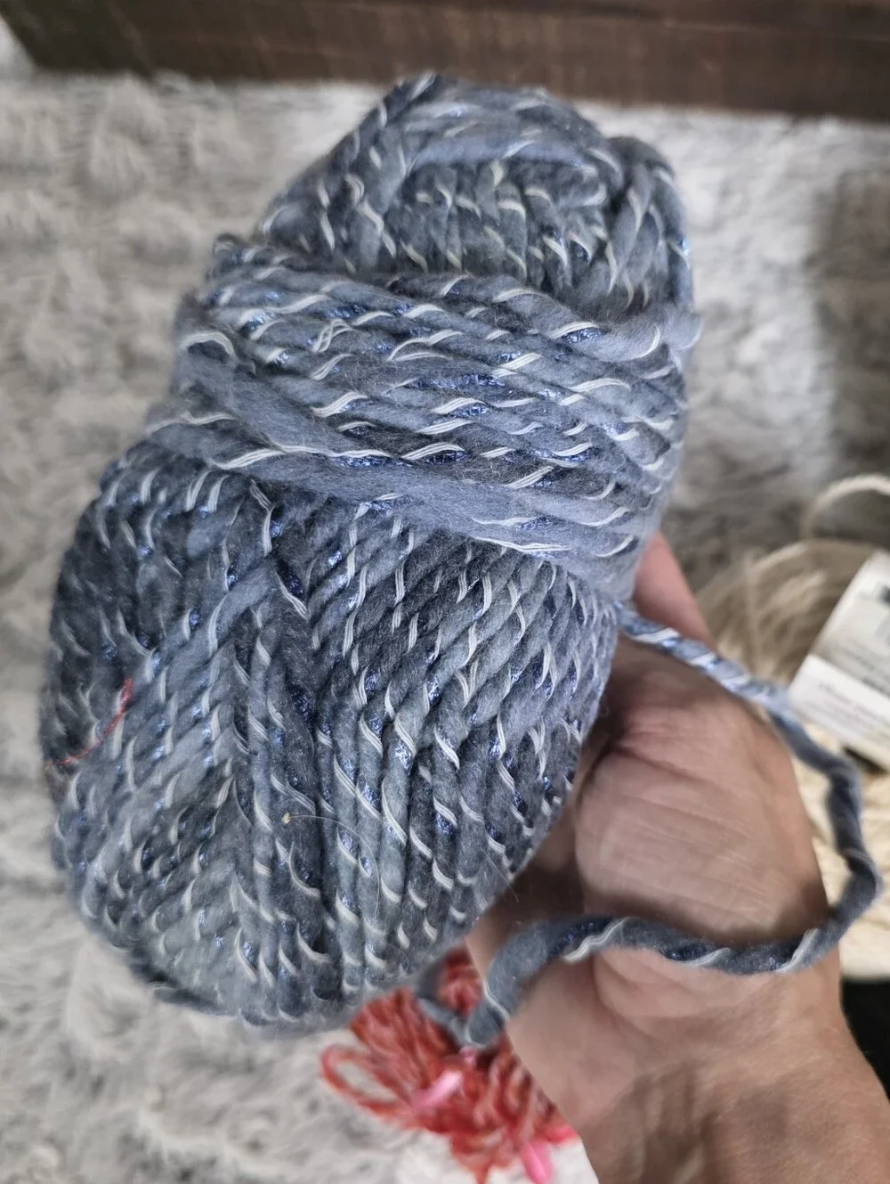 Lot of Yarn with one Blue Knitting Tool, Assorted as Shown in Photos